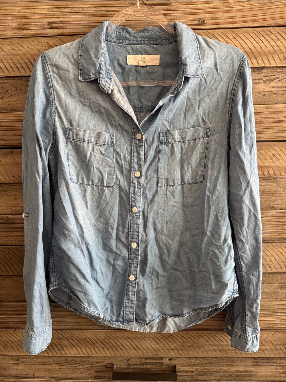 Thread & Supply Medium Wash Blue Denim Button-Up Shirt